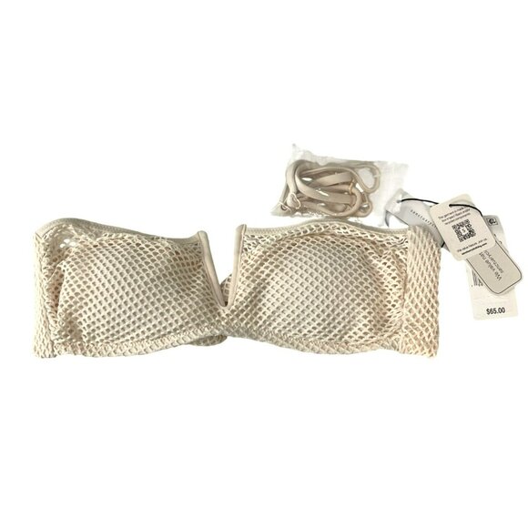Sanctuary $65 Sand Mesh Bandeau Bikini Top Small NWT - Picture 3 of 6